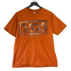 Vintage Albuquerque Mosaic Graphic T-Shirt Orange Unisex Size M 90s Summer‎